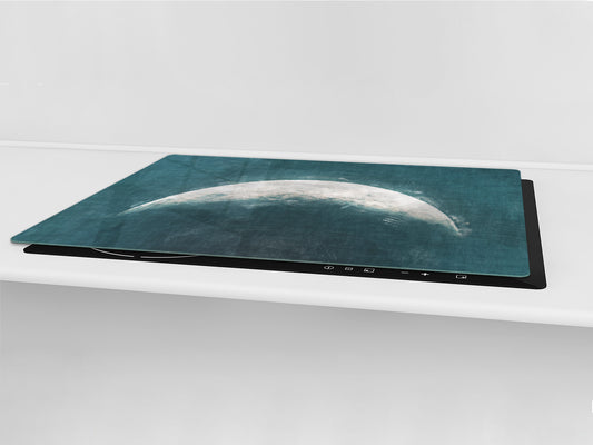 GIGANTIC CUTTING BOARD and Cooktop Cover - Glass Kitchen Board; SINGLE: 80 x 52 cm (31,5” x 20,47”); DOUBLE: 40 x 52 cm (15,75” x 20,47”); DD42 Paintings Series: Rising moon