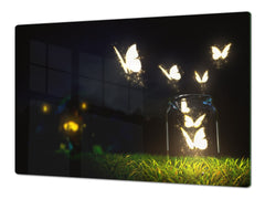 Induction Cooktop Cover – Glass Worktop saver: Fantasy and fairy-tale series DD18 Glowing butterflies