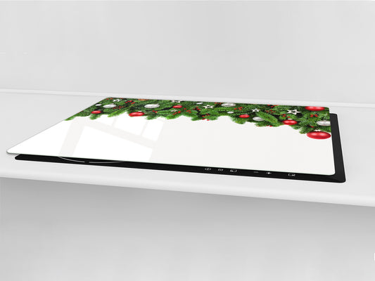 HUGE TEMPERED GLASS COOKTOP COVER - DD30 Christmas Series: Christmas garland