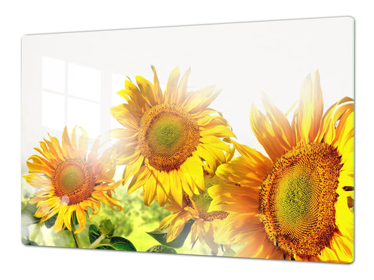 ENORMOUS  Tempered GLASS Chopping Board - Flower series DD06A Sunflower 1