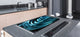 UNIQUE Tempered GLASS Kitchen Board – Impact & Scratch Resistant Cooktop cover – SINGLE: 80 x 52 cm; DOUBLE: 40 x 52 cm; DD39 Colourful Variety Series: Blue abstract composition