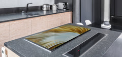 Gigantic Worktop saver and Pastry Board - Tempered GLASS Cutting Board - MEASURES: SINGLE: 80 x 52 cm; DOUBLE: 40 x 52 cm; DD38 Golden Waves Series: Gold satin background