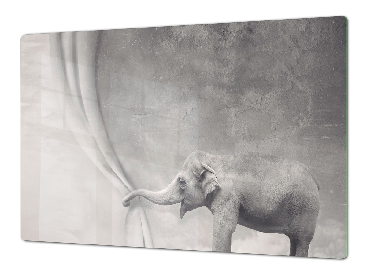 Gigantic Worktop saver and Pastry Board - Tempered GLASS Cutting Board Animals series DD01 Happy elephant