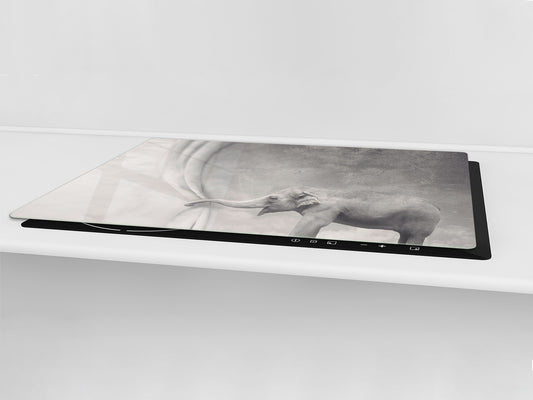 Gigantic Worktop saver and Pastry Board - Tempered GLASS Cutting Board Animals series DD01 Happy elephant