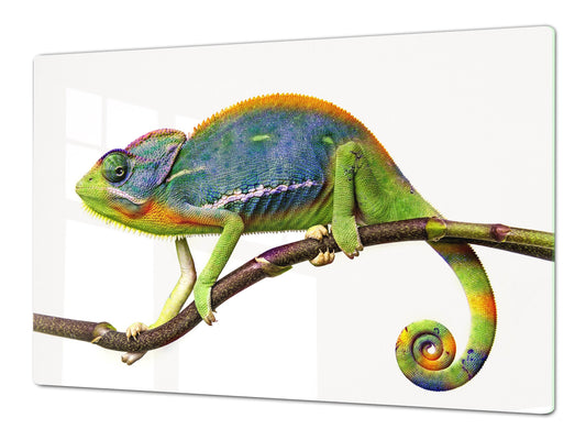 Gigantic Worktop saver and Pastry Board - Tempered GLASS Cutting Board Animals series DD01 Chameleon 1
