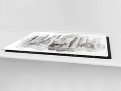 Tempered GLASS Chopping Board – Enormous Induction Cooktop Cover - City Series DD12 City graphics