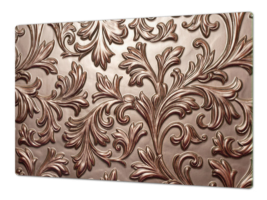 HUGE TEMPERED GLASS COOKTOP COVER – Glass Cutting Board and Worktop Saver – SINGLE: 80 x 52 cm (31,5” x 20,47”); DOUBLE: 40 x 52 cm (15,75” x 20,47”); DD40 Decorative Surfaces Series: Vintage chocolate surface