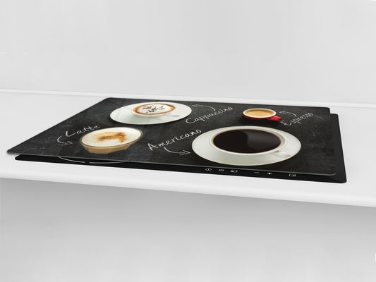 Worktop saver and Pastry Board – Glass Kitchen Board- Coffee series DD07 Types of coffee 1