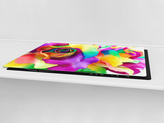 ENORMOUS  Tempered GLASS Chopping Board - Flower series DD06A Colorful rose