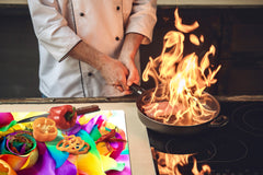 ENORME tabla de cortar de VIDRIO templado - Serie de flores DD06A Rosa Colorida