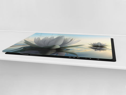 ENORMOUS  Tempered GLASS Chopping Board - Flower series DD06A Lotus flower 1