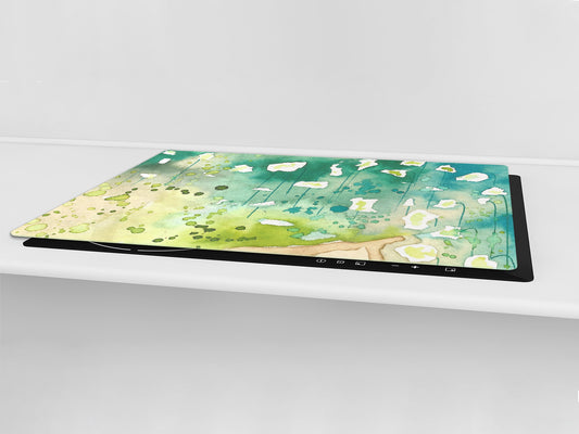 Induction Cooktop Cover – Glass Cutting Board- Flower series DD06B Colorful theme