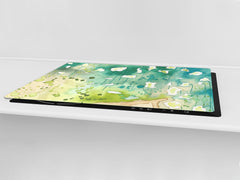 Induction Cooktop Cover – Glass Cutting Board- Flower series DD06B Colorful theme