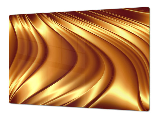 Gigantic Worktop saver and Pastry Board - Tempered GLASS Cutting Board - MEASURES: SINGLE: 80 x 52 cm; DOUBLE: 40 x 52 cm; DD38 Golden Waves Series: Liquid gold 2