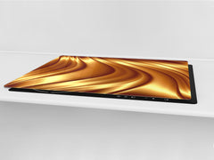 Gigantic Worktop saver and Pastry Board - Tempered GLASS Cutting Board - MEASURES: SINGLE: 80 x 52 cm; DOUBLE: 40 x 52 cm; DD38 Golden Waves Series: Liquid gold 2