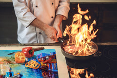 GIGANTIC CUTTING BOARD and Cooktop Cover- Image Series DD05A Fishing boat