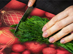 HUGE TEMPERED GLASS COOKTOP COVER - DD30 Christmas Series: Red christmas ornaments