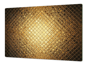 Gigantic Worktop saver and Pastry Board - Tempered GLASS Cutting Board - MEASURES: SINGLE: 80 x 52 cm; DOUBLE: 40 x 52 cm; DD38 Golden Waves Series: Sparkling pattern