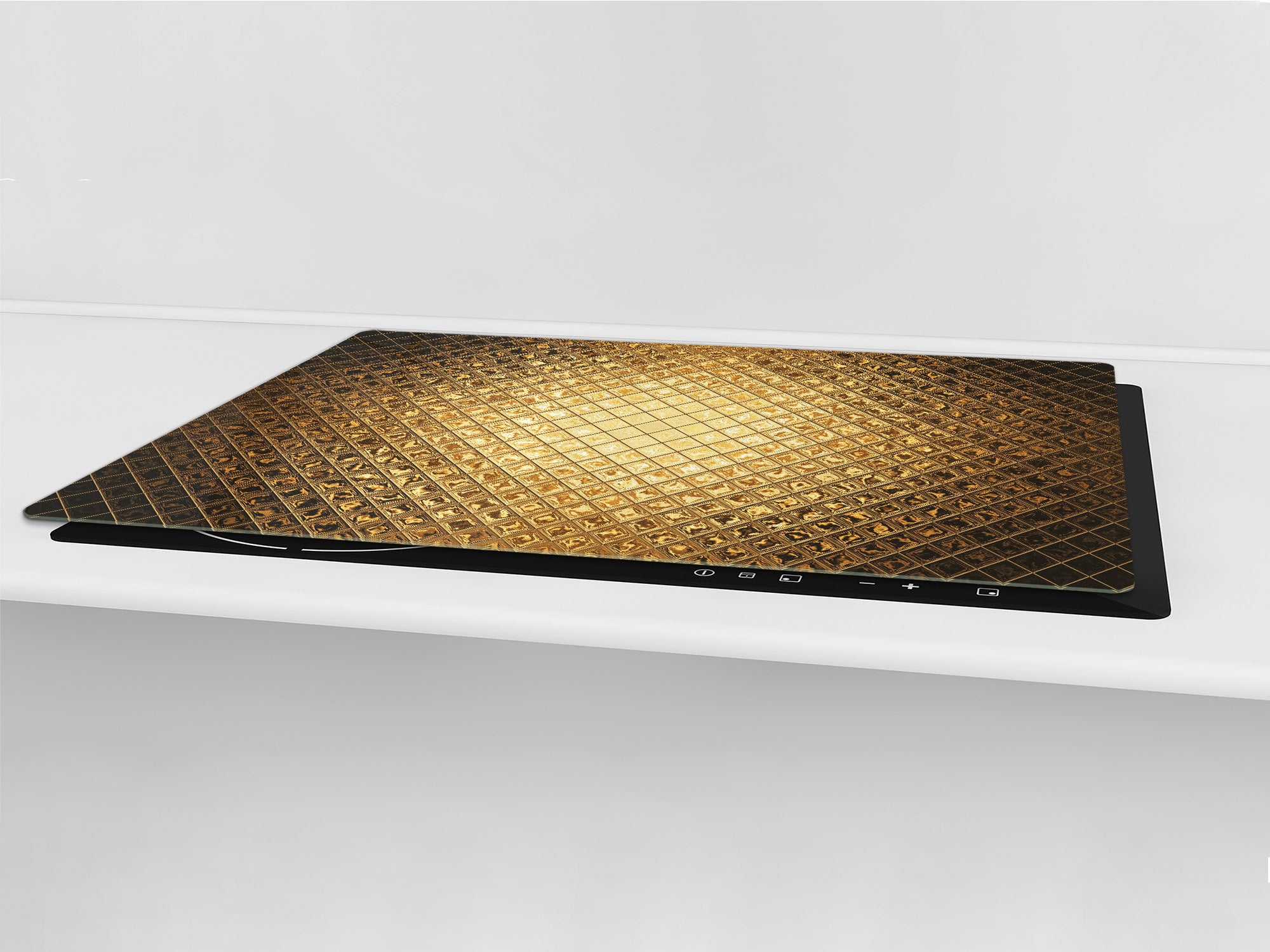 Gigantic Worktop saver and Pastry Board - Tempered GLASS Cutting Board - MEASURES: SINGLE: 80 x 52 cm; DOUBLE: 40 x 52 cm; DD38 Golden Waves Series: Sparkling pattern