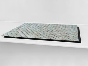 ENORMOUS  Tempered GLASS Chopping Board - Induction Cooktop Cover DD36 Textures and tiles 2 Series: Abstract fish scales