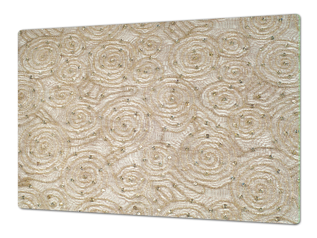 HUGE TEMPERED GLASS COOKTOP COVER – Glass Cutting Board and Worktop Saver – SINGLE: 80 x 52 cm (31,5” x 20,47”); DOUBLE: 40 x 52 cm (15,75” x 20,47”); DD40 Decorative Surfaces Series: Floral lace
