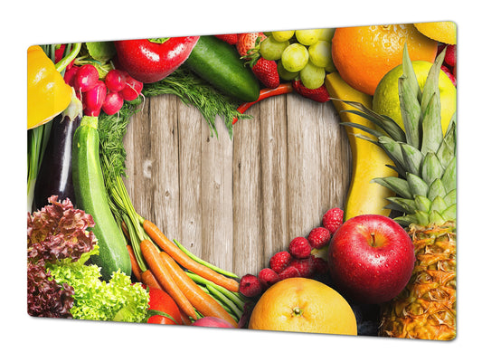 UNIQUE Tempered GLASS Kitchen Board Fruit and Vegetables series DD02 I love veg