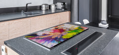 Special order for Loretta: GIGANTIC CUTTING BOARD and Cooktop Cover - Glass Kitchen Board - Paintings Series: Digital flower painting