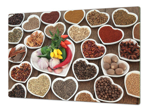 Sehr groß Küchenbrett aus Hartglas und Kochplattenabdeckung; A spice series DD03A: Spices from the heart