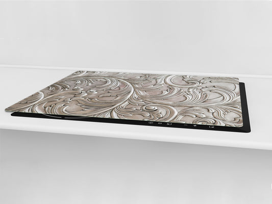 HUGE TEMPERED GLASS COOKTOP COVER – Glass Cutting Board and Worktop Saver – SINGLE: 80 x 52 cm (31,5” x 20,47”); DOUBLE: 40 x 52 cm (15,75” x 20,47”); DD40 Decorative Surfaces Series: Luxury handcraft