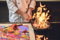 Impact & Scratch Resistant Glass Cutting Board and worktop saver; Texture Series DD20 Colorful spots 2