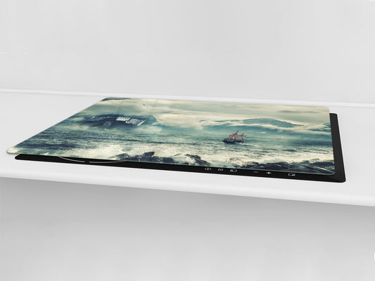 GIGANTIC CUTTING BOARD and Cooktop Cover- Image Series DD05A Sea storm