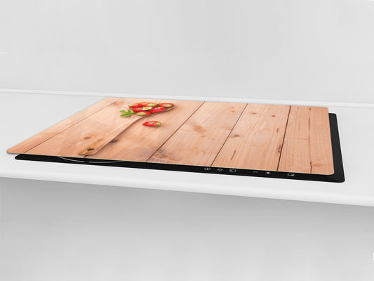 UNIQUE Tempered GLASS Kitchen Board Fruit and Vegetables series DD02 Strawberry heart