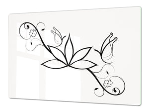 Enorm Schneidbrett aus Hartglas und schützende Arbeitsoberfläche; Flower series DD06A: Fiore di loto
