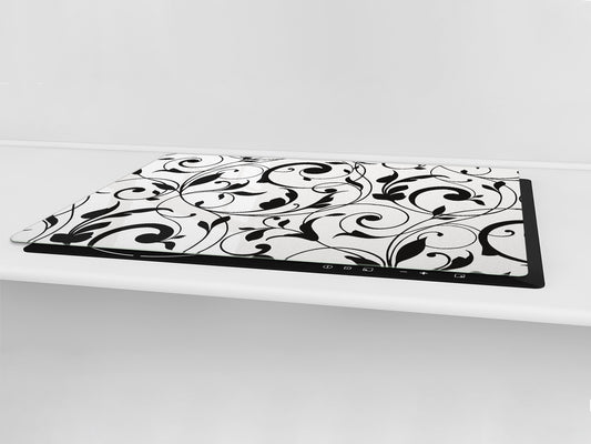 Induction Cooktop Cover – Glass Cutting Board- Flower series DD06B Floral pattern 2