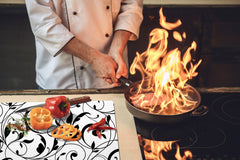 Induction Cooktop Cover – Glass Cutting Board- Flower series DD06B Floral pattern 2