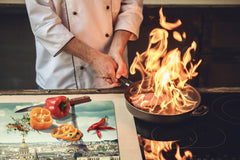 Tempered GLASS Chopping Board – Enormous Induction Cooktop Cover - City Series DD12 Coffee in paris