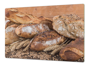 Riesig Mehrfunktional Hartglas Gehärtetes - Abdeckplatte für Induktionskochfeld; Bread and flour series DD09: Breads 1