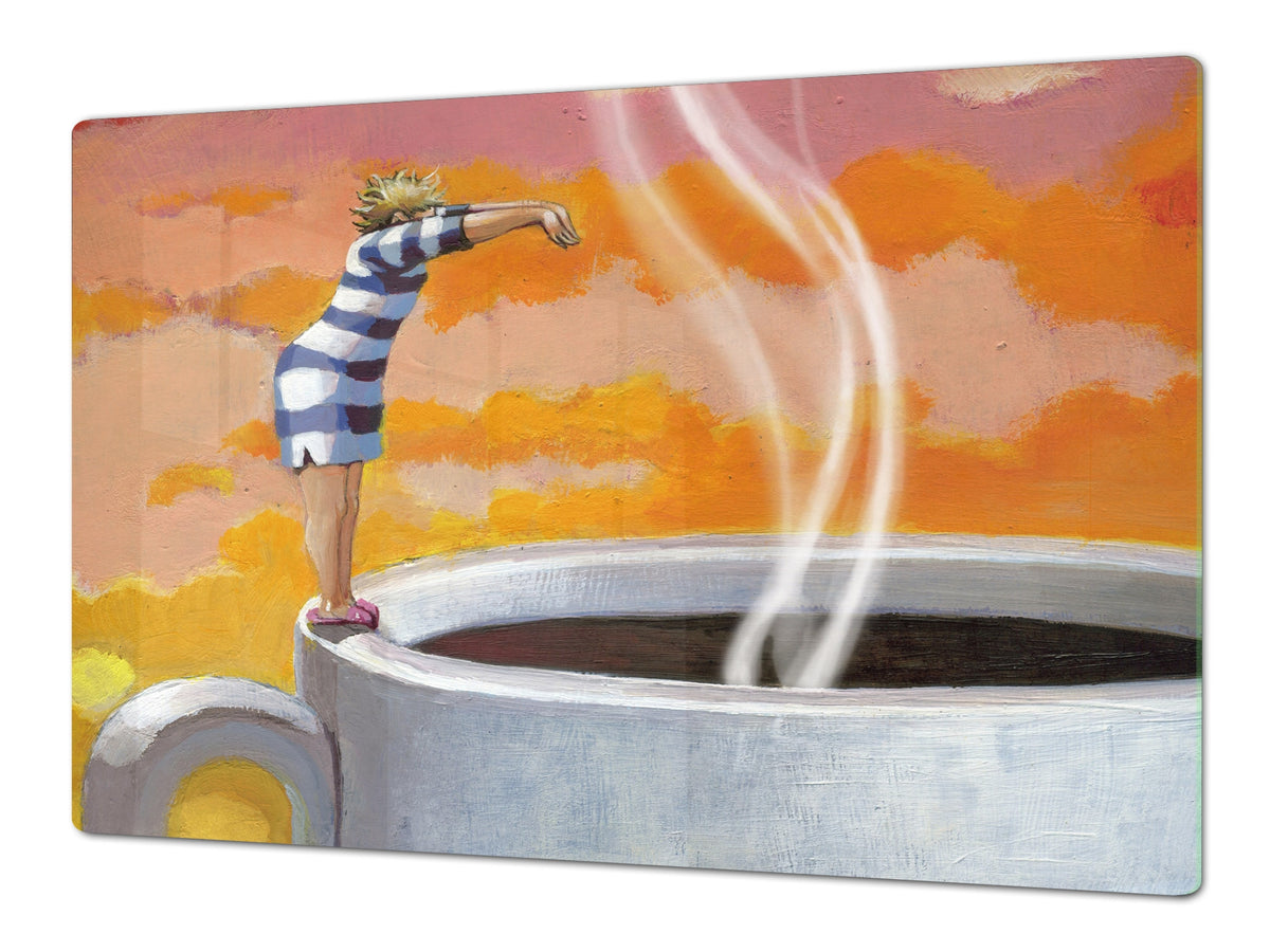 Induction Cooktop Cover – Glass Worktop saver: Fantasy and fairy-tale series DD18 Hopping for coffee