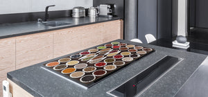 Sehr groß Küchenbrett aus Hartglas und Kochplattenabdeckung; A spice series DD03A: Mosaic with spices 6