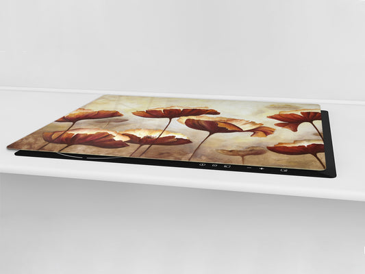 ENORMOUS  Tempered GLASS Chopping Board - Flower series DD06A Poppies 1