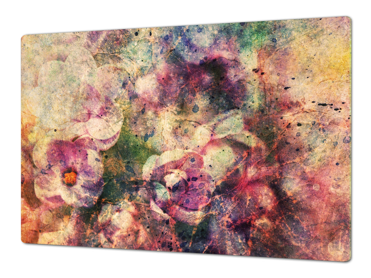 ENORMOUS  Tempered GLASS Chopping Board - Flower series DD06A Flowers 1