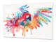 Riesig Schneidbrett aus Hartglas und schützende Arbeitsoberfläche; Animals series DD01:  Colorful parrot