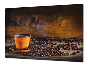 Worktop saver and Pastry Board – Glass Kitchen Board- Coffee series DD07 Coffee 1