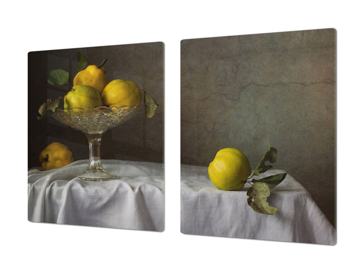 UNIQUE Tempered GLASS Kitchen Board Fruit and Vegetables series DD02 Apples