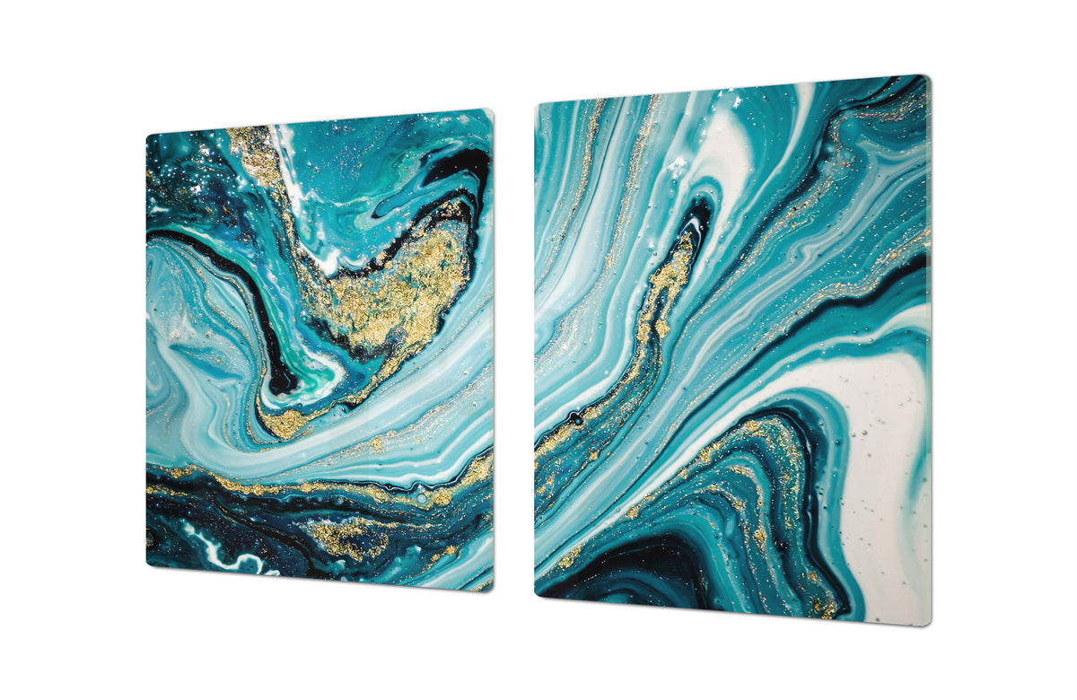 HUGE TEMPERED GLASS COOKTOP COVER – Glass Cutting Board and Worktop Saver DD33 Colourful abstractions Series: New ocean briefing
