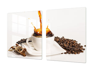 Sehr groß Küchenbrett aus Hartglas und Induktionskochplattenabdeckung; Coffee series DD07: Coffee 2
