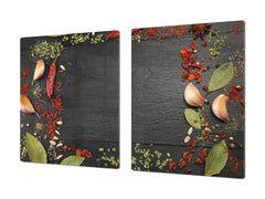 Schneidbrett aus Hartglas und schützende Arbeitsoberfläche – Schneideplatten: Sehr groß Küchenbrett aus Hartglas und Kochplattenabdeckung; spice series DD03B: Italian spices 4