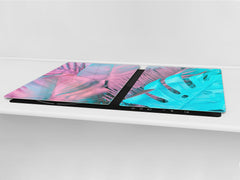 HUGE Cutting Board – Worktop saver and Pastry Board – Glass Kitchen Board DD37 Vintage leaves and patterns Series: Gradient jungle