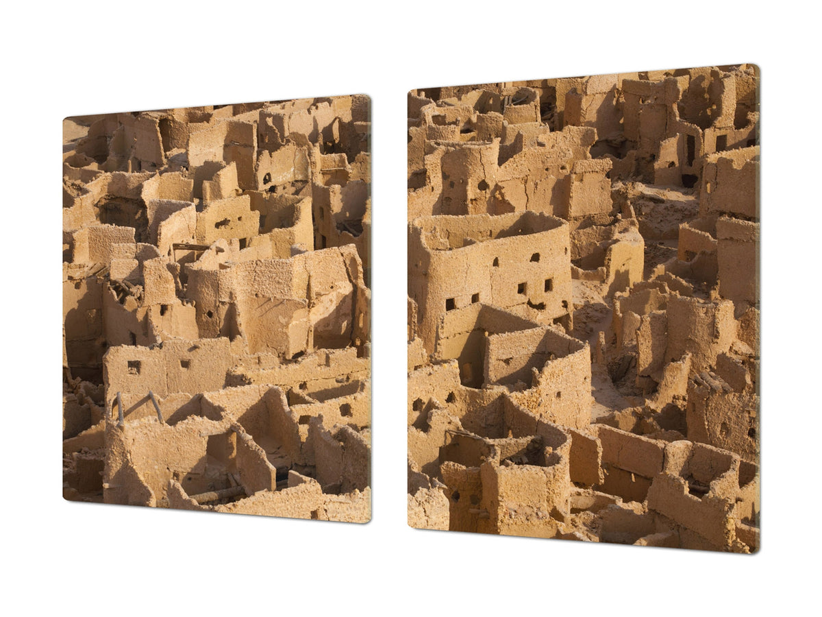 Tempered GLASS Chopping Board – Enormous Induction Cooktop Cover - City Series DD12 Ancient city