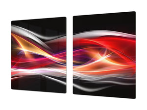 UNIQUE Tempered GLASS Kitchen Board – Abstract Series DD14 Colorful wave 1
